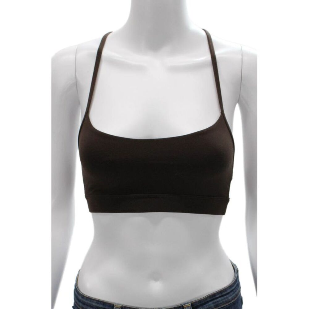 Lululemon Womens Spaghetti Strap Square Neck Stretch Sports Bra Brown Size 2